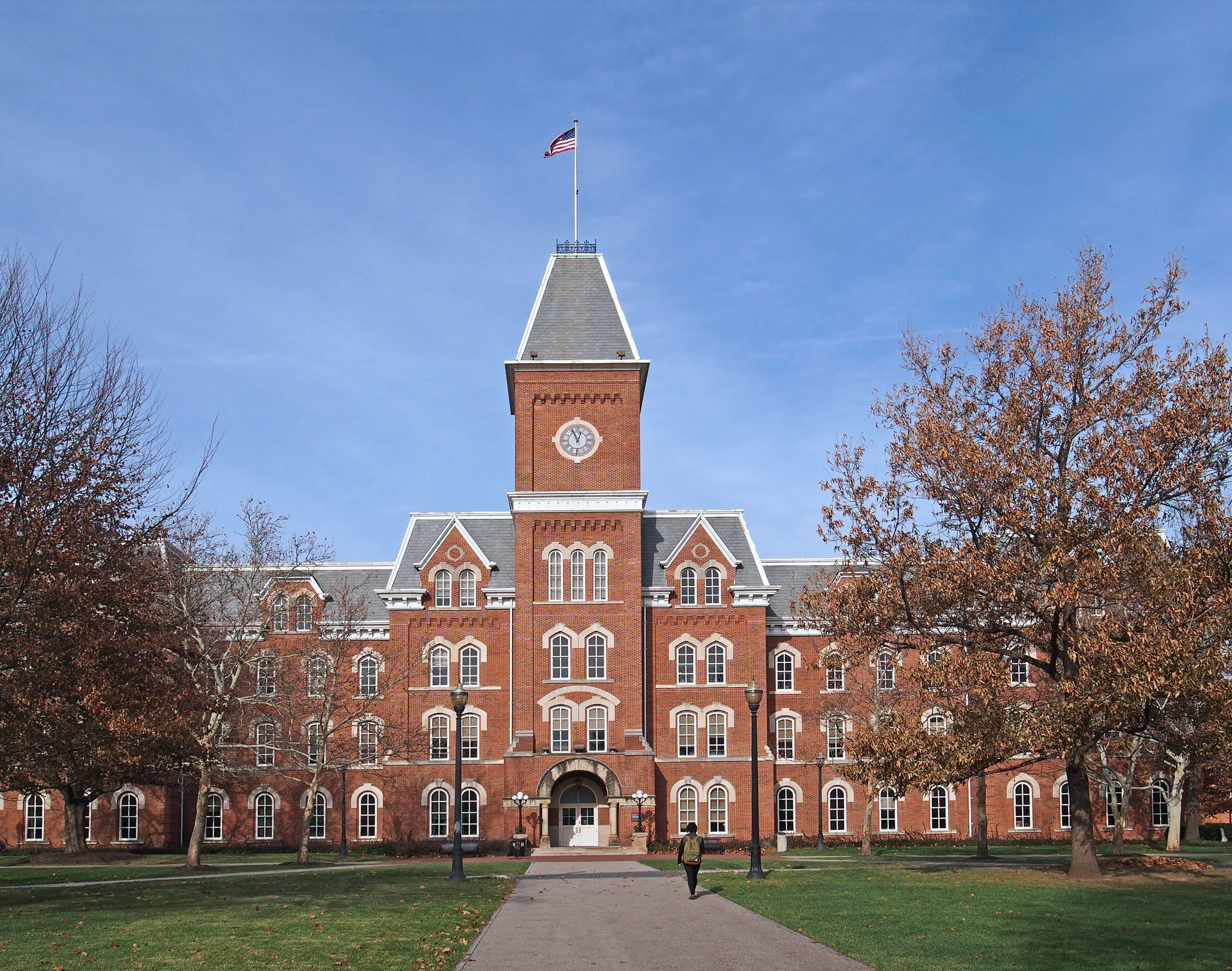 college campus in fall